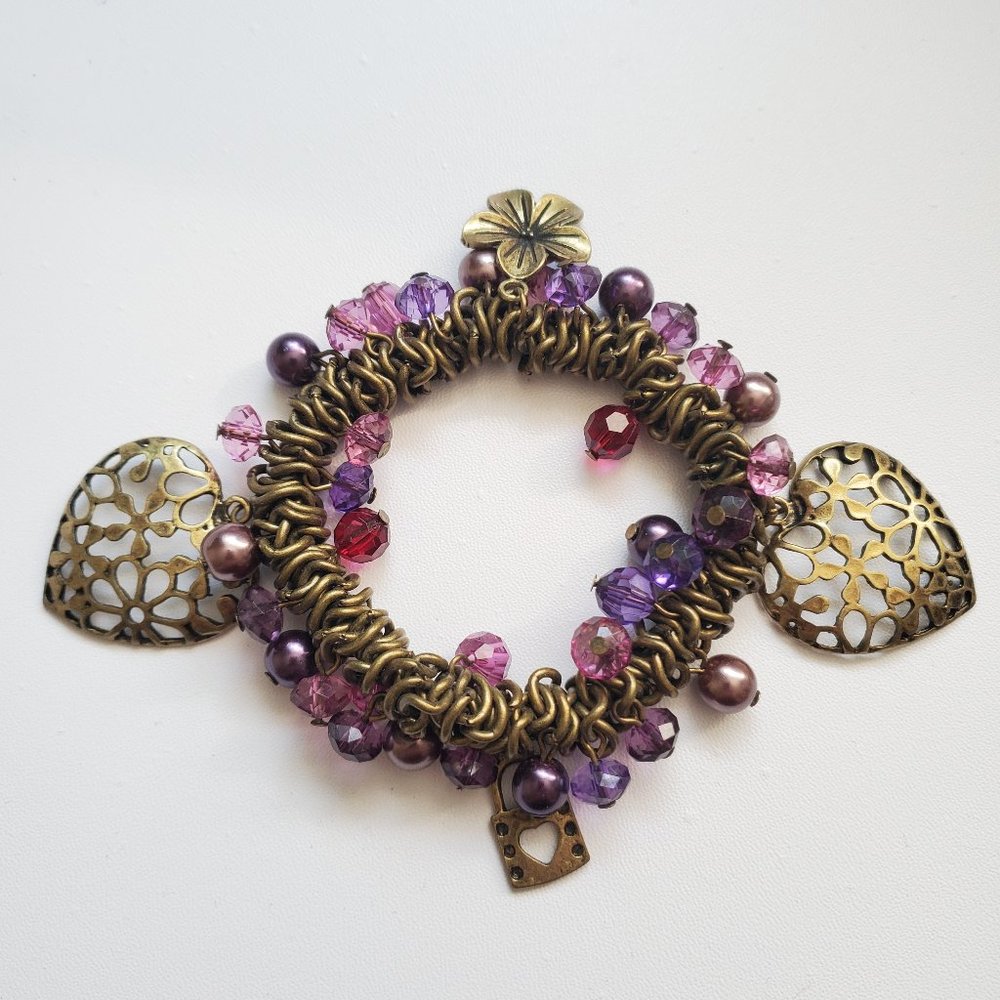 Chunky Beaded Charm Bracelet